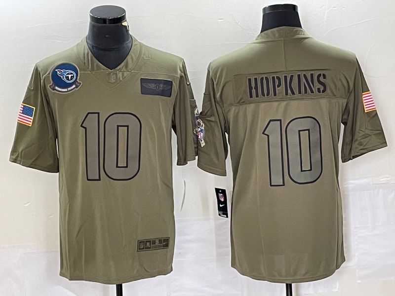 Men Tennessee Titans #10 Hopkins Green Nike Olive Salute To Service Limited NFL Jersey